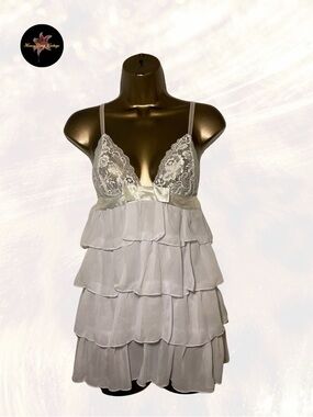 Dreamgirl Bridal Bliss Chiffon Tiered Babydoll Chemise